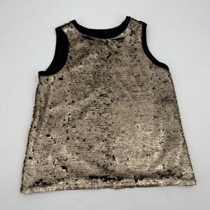 GAP Girls Sequin Tank Top Black and Gold Sleeveless Party Sparkle‎ XS